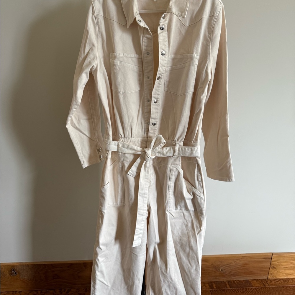 ba&sh Cream Button-Up Jumpsuit